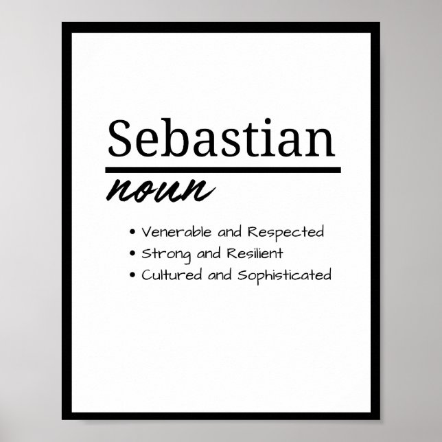 Sebastian, Boy Personlig Namn Definition Poster (Framsidan)