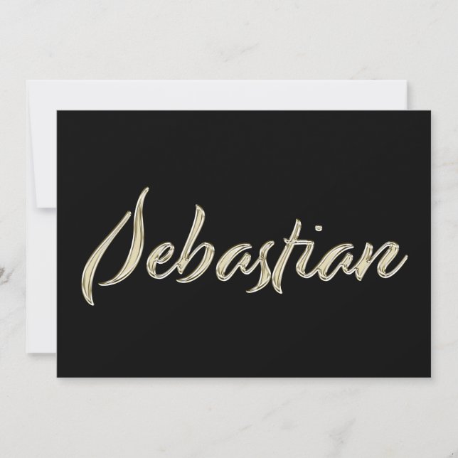 Sebastian Name white gold Handwriting Karte Kort (Framsida)