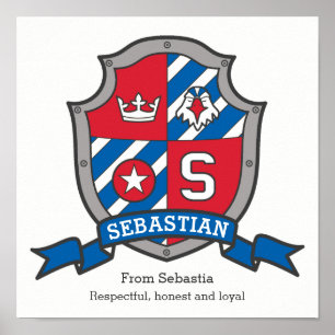 Sebastian pojknamn betydelse heraldik sköld poster