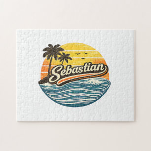 Sebastian Retro Solnedgång Namndesign Pussel