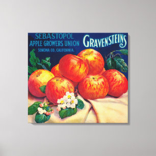 Sebastopol Gravensteins Apple LabelSonoma, CA Canvastryck