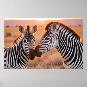 Sebra Animal Natature Wildlife Affection Caring Poster
