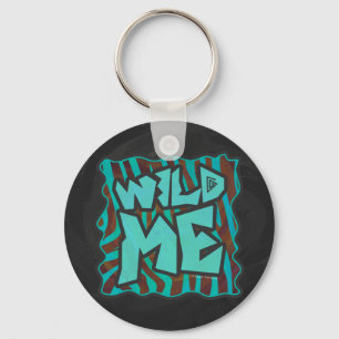 Sebra Brun och Teal Vild Me Design Nyckelring