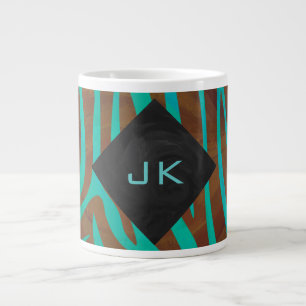 Sebra Brun och Turkos med Monogram Jumbo Mugg