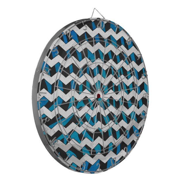 Sebra Chevron Svart och Blå Darttavla (Vänstra Framsidan)