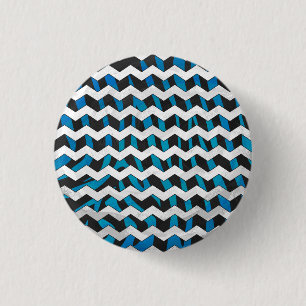 Sebra Chevron Svart och Blå Knapp
