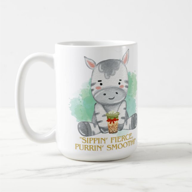 sebra citat tecknad serie dricker bobba te kaffemugg (Vänster)
