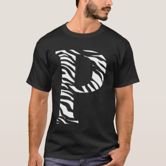 Sebra Djurhudsmönster Initialer Bokstav P Namn M T Shirt