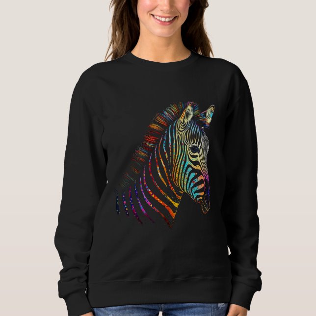 Sebra Färgrik Djur Zoo Djur T Shirt (Framsida)