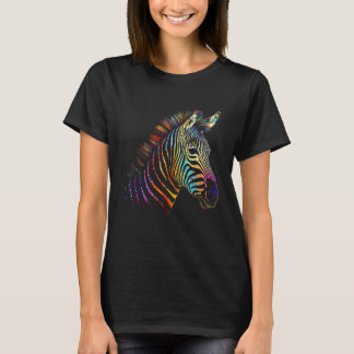 Sebra Färgrik Djur Zoo Djur T Shirt