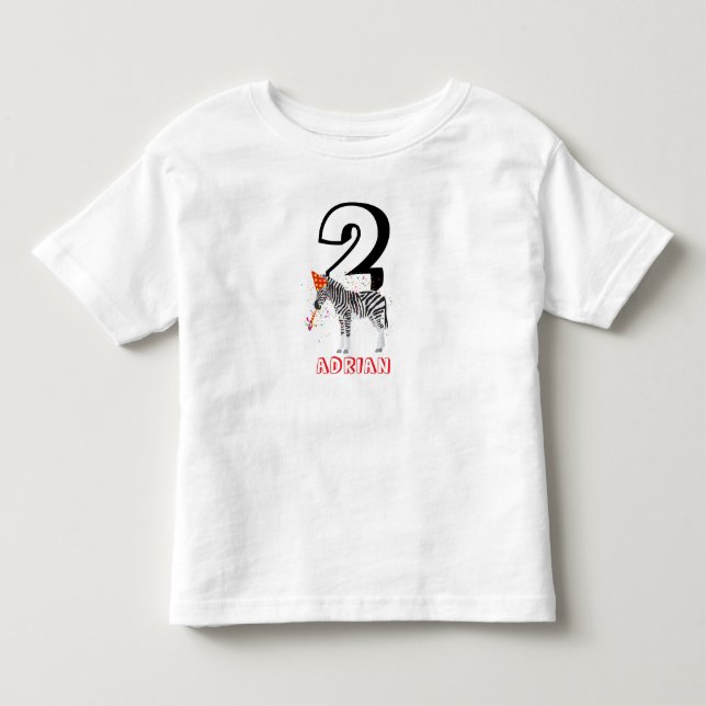 Sebra Fester - Djur Födelsedagsfest Barn Ålder T Shirt (Framsida)