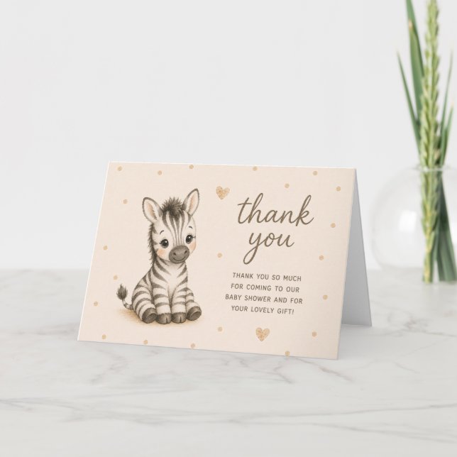 Sebra Föl Babyshower Tackkort Kort (Framsida)