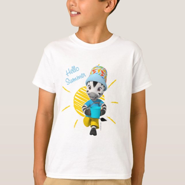 Sebra för pojke för ZOU hejsommar förtjusande T Shirt (Framsida)