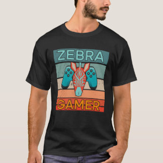 Sebra Gamer Afrika Spelande Spel Djur Sebra T Shirt