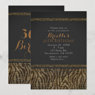 Sebra Glitter Glam Chic Festin Inbjudan