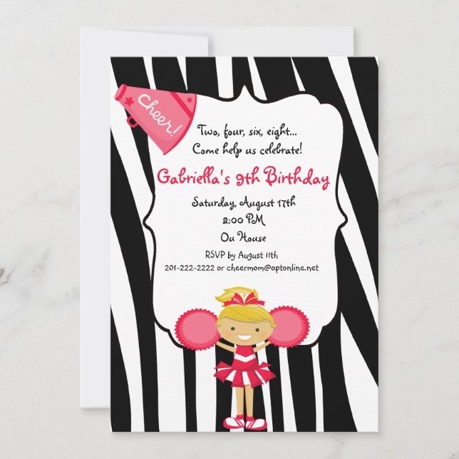 Sebra görad randig röd inbjudningar (Framsida)