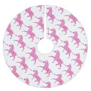 Sebra Hot Pink och Vit Silhuett Julgransmatta Borstad Polyester
