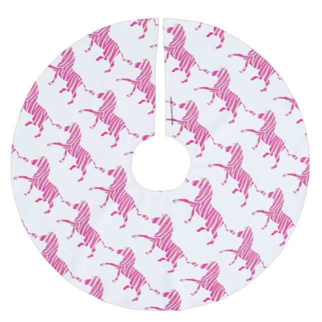 Sebra Hot Pink och Vit Silhuett Julgransmatta Borstad Polyester (Framsidan)