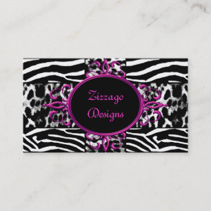 Sebra Hot Pink Svart Vit Leopard Sebra Randig Visitkort