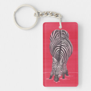 Sebra i röda Keychain Nyckelring