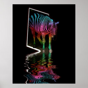 Sebra målad flod fyra poster