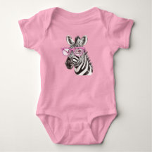 Sebra med rosa glasögon bodysuits & helkroppsdräkt