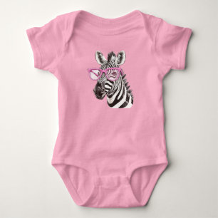 Sebra med rosa glasögon bodysuits & helkroppsdräkt t shirt
