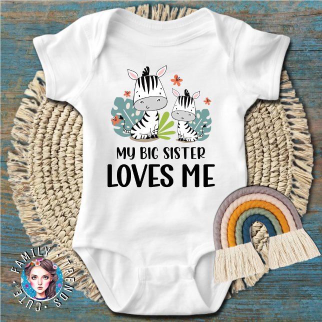 Sebra Min stora syster älskar mig T Shirt (Zebra My Big Sister Loves Me Baby Bodysuit)