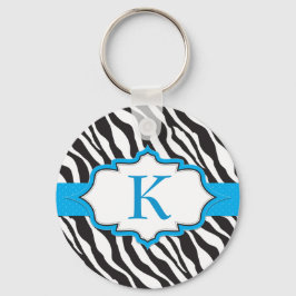Sebra Monogram Blue Ribbon Keychain Nyckelring