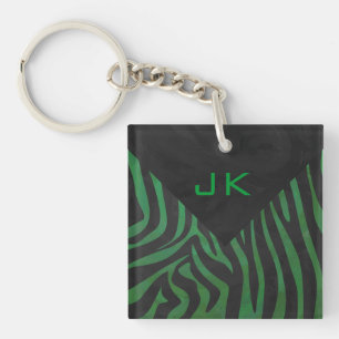 Sebra Monogram Svart och Grönt Tryck