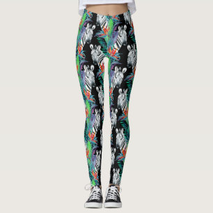 Sebra och exotiskt blommamönster 2 leggings
