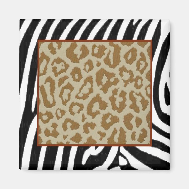 Sébra och Leopard, modern print Magnet (Framsidan)
