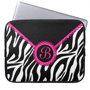 Sebra- och rosasnöreMonogram Laptop Fodral