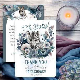 Sebra Oh Baby Blommig Bebis Shower Tack Kort