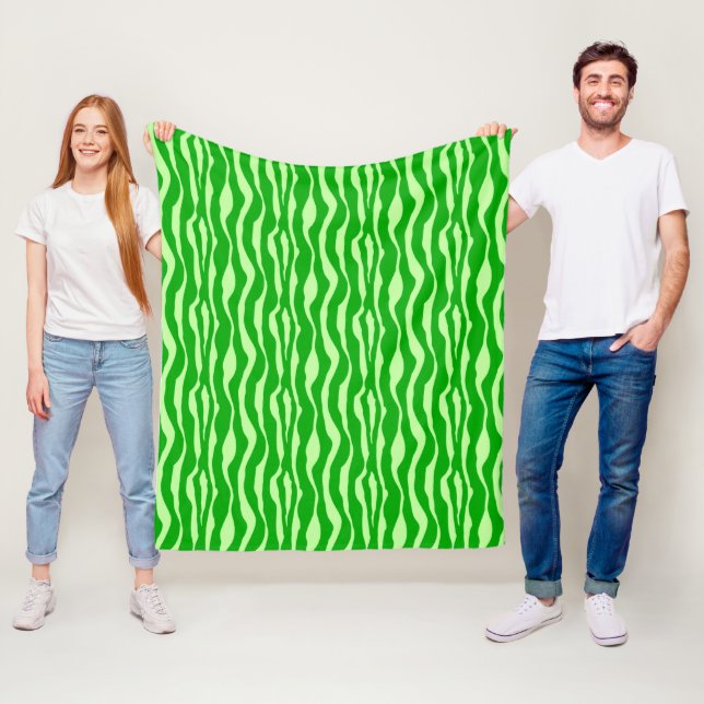 Sebra ränder - Nyanser av Limegrönt Fleecefilt (På plats)