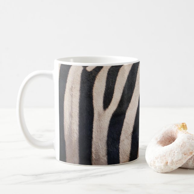 Sebra Ränder Svart och Vitt Kaffemugg (Med munk)