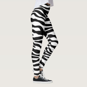 Sebra randigt mönster svart & vitt + dina idéer leggings