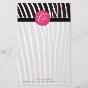 sebra; rosa monogram brevpapper