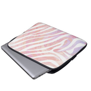 Sebra Rosa och Vit Tryck Laptop Sleeve
