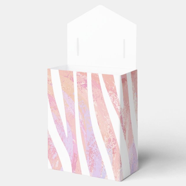 Sebra Rosa och Vit Tryck Presentaskar (Öppnad)