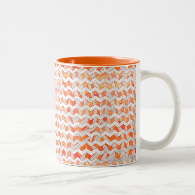 Sebra Sicksack Orange och Vit Två-Tonad Mugg (Höger)