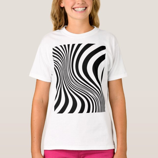 Sebra Skrymt Tryck Struktur Mönster T Shirt (Framsida)