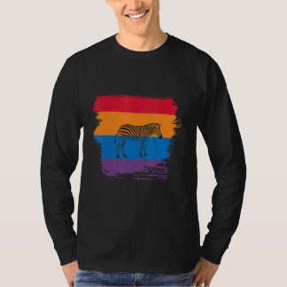 Sebra skugg siluett med färgrik flagg t shirt