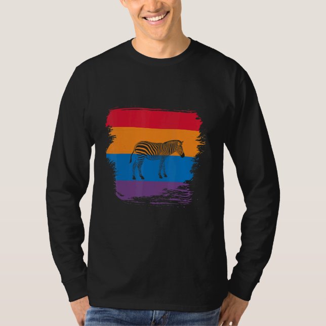 Sebra skugg siluett med färgrik flagg t shirt (Framsida)