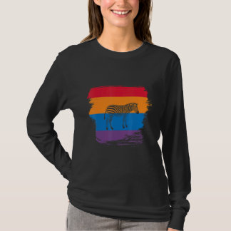 Sebra skugg siluett med färgrik flagg t shirt