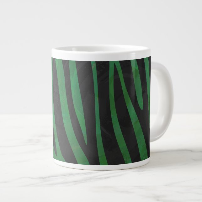 Sebra Svart och Grön Print Jumbo Mugg (Framsida höger)