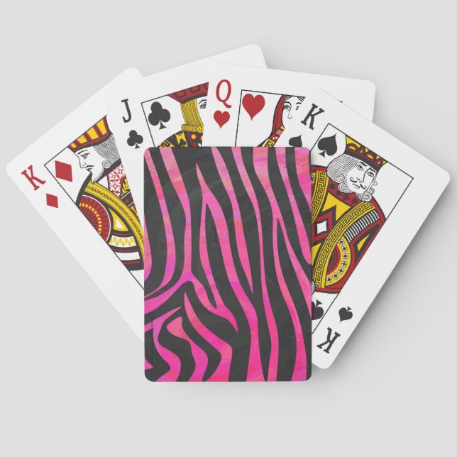 Sebra Svart och het rosa tryck Casinokort (Baksidan)