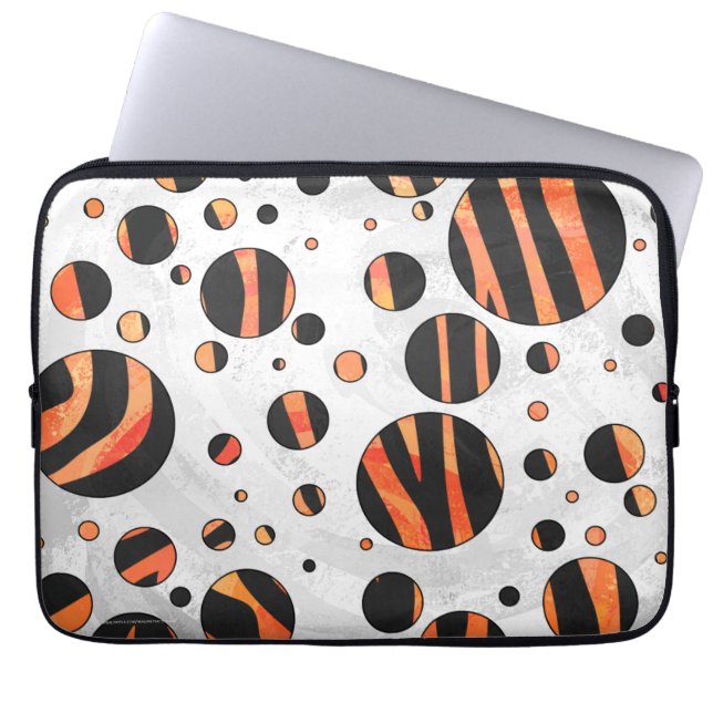 Sebra Svart och Orangea prickar Laptop Sleeve (Framsidan)