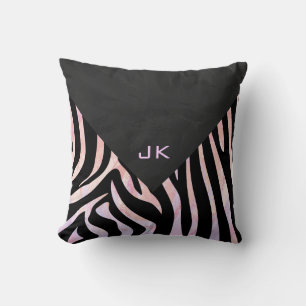 Sebra Svart och Rosa Monogram Kudde