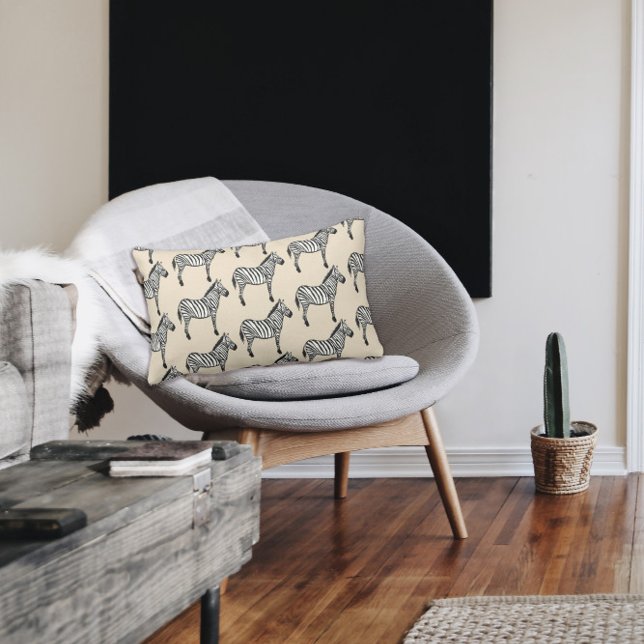 Sebrafari Djur Målning Tryck Lumbarkudde (Skapare uppladdad)